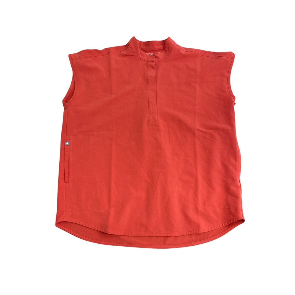 FIGS Rafaela Technical Scrub Top Orange Red Sleeveless Small WXXSW1003